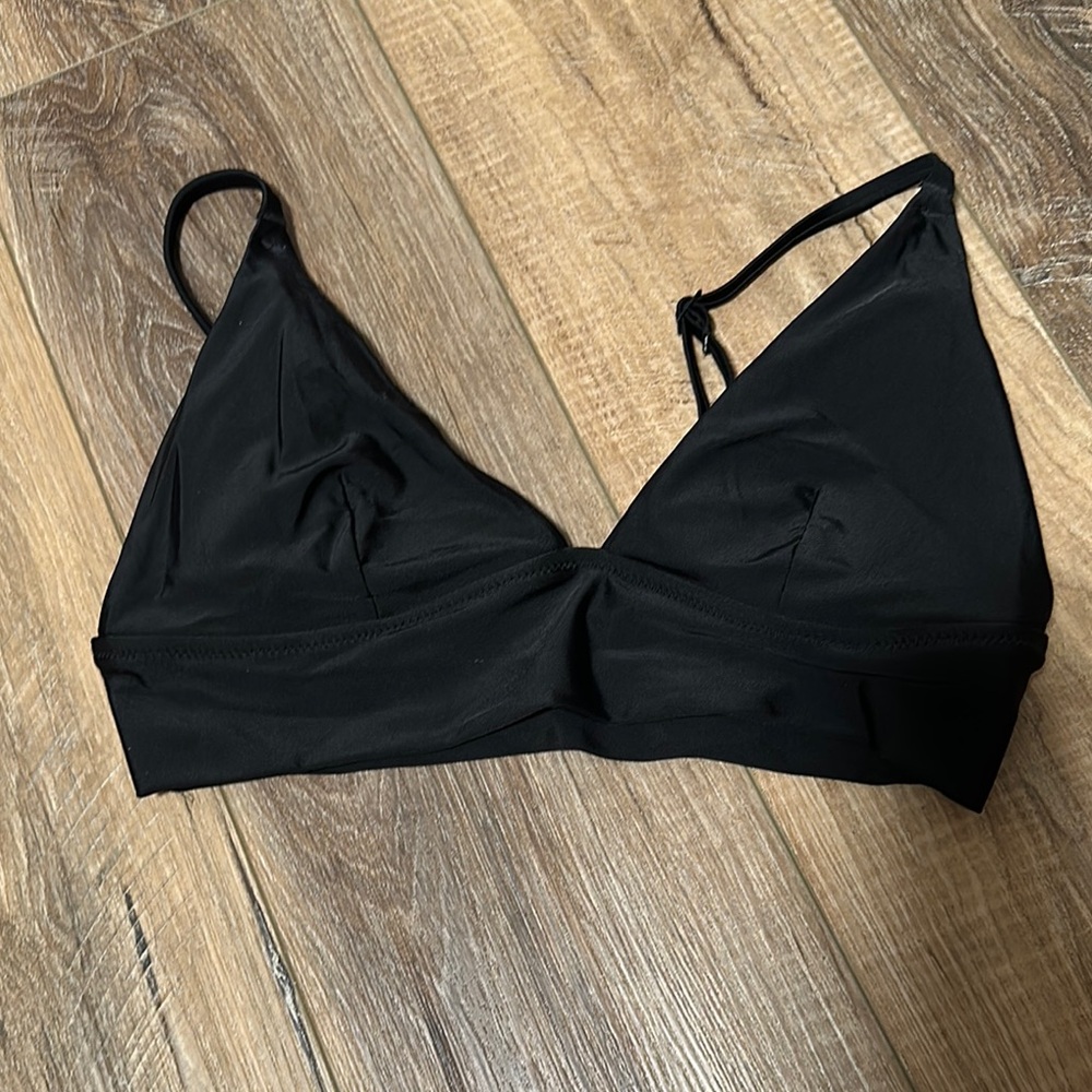 Aerie Black Triangle Bikini Top with Adjustable Straps